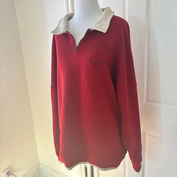 Taylor Swift “Taylor’s Version” RED Quarter-Zip Polo Sweater, L-XXL fit - Picture 2 of 13